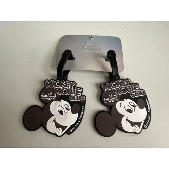 2 Pack DISNEY 100 Years Of Wonder Mickey Mouse Club LUGGAGE ID BAG TAGS NEW - Picture 1 of 10